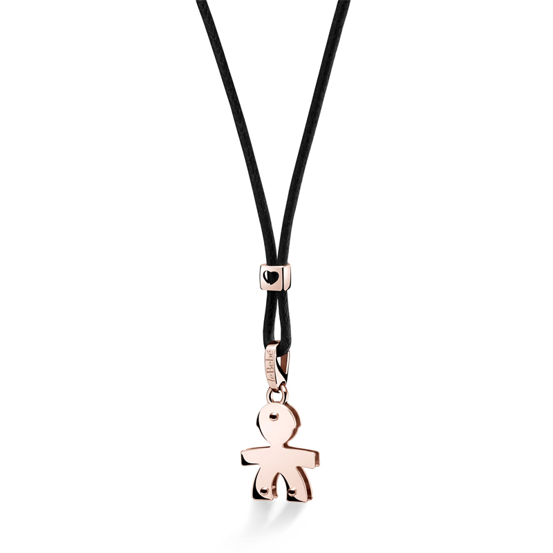 collana-i-classici-ciondolo-bimbo-oro-rosa-cordino-nero-lebebe-LBB042-N Collana I Classici Ciondolo Bimbo Oro Rosa Cordino Nero LeBebé LBB042-N