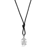 Collana I Preziosi Bimba Oro Bianco Diamanti Cordino Nero LeBebé LBB543/F