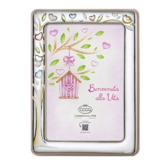 Cornice Portafoto Benvenuti Alla Vita Rosa Legno Acca Argenti 17LM.20