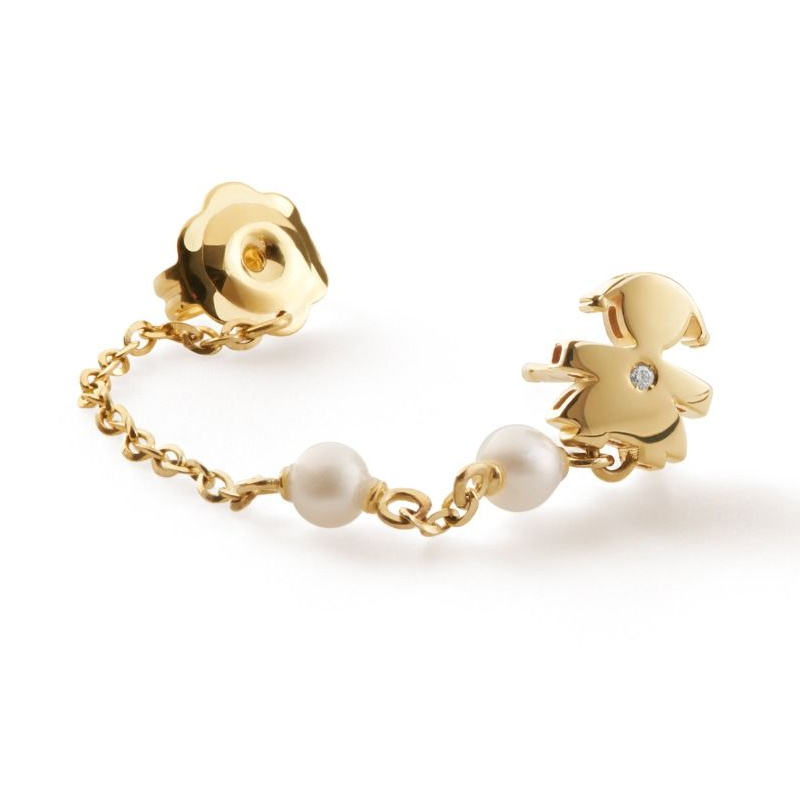 Mono Orecchino Le Perle Bimba Oro Giallo Diamante LeBebé LBB839 dettaglio