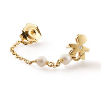 Mono Orecchino Le Perle Bimbo Oro Giallo Diamante LeBebé LBB838 dettaglio