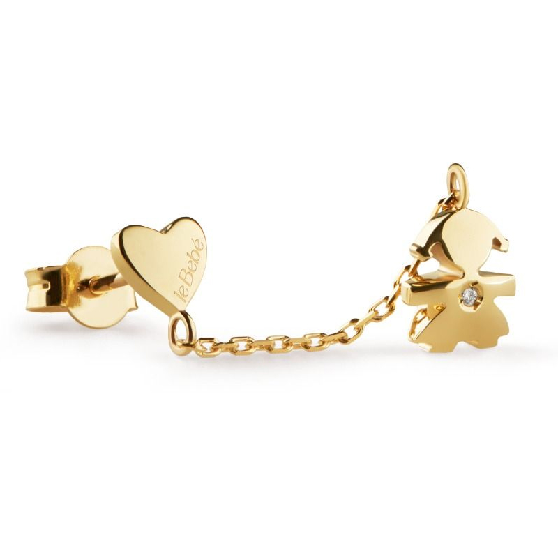 Mono Orecchino Les Petits Bimba Oro Giallo Diamante LeBebé LBB713 dettaglio