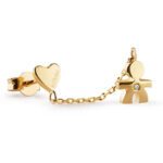 Mono Orecchino Les Petits Bimbo Oro Giallo Diamante LeBebé LBB712 dettaglio