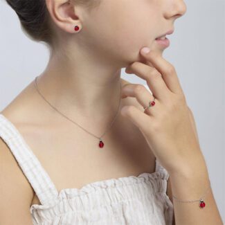Orecchini Bambino Coccinella Fortunella Argento 925‰ Mabina Gioielli 563687 indosso