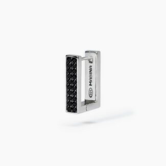 Orecchino Rettangolare Argento 925‰ Zirconi Neri Mabina Gioielli 563639