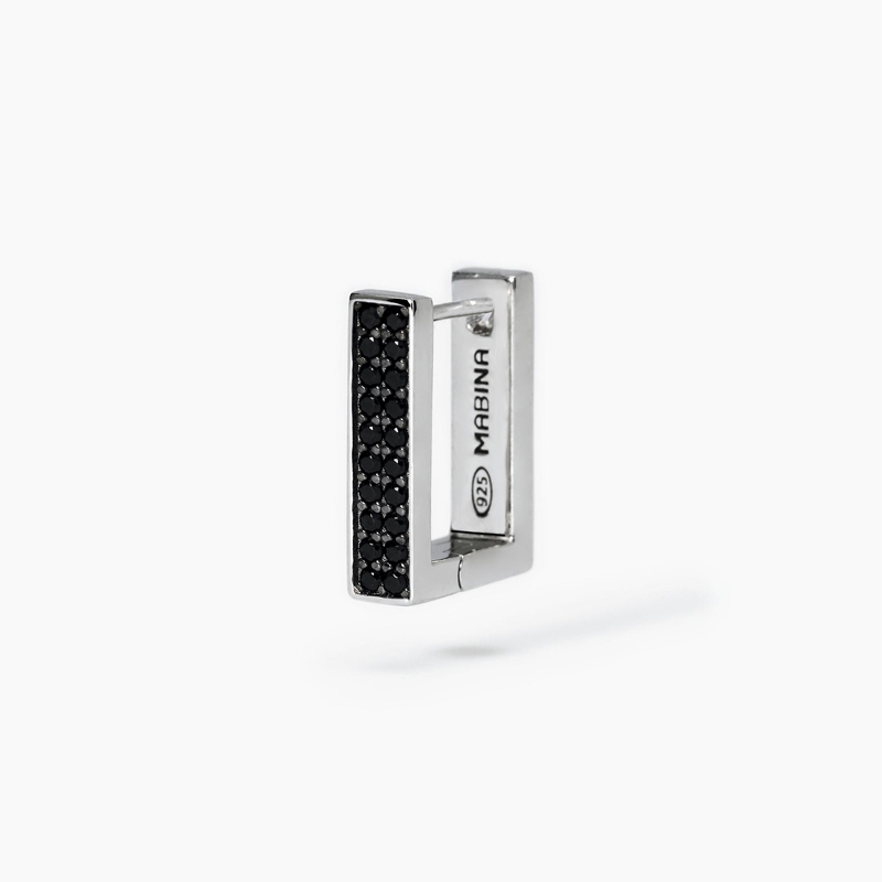 Orecchino Rettangolare Argento 925‰ Zirconi Neri Mabina Gioielli 563639