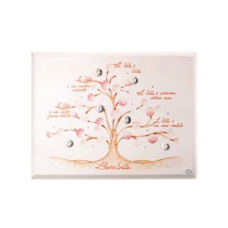Pannello Quadro Albero Buona Vita Rosa Legno Argento Acca Argenti QD 102R 17x24