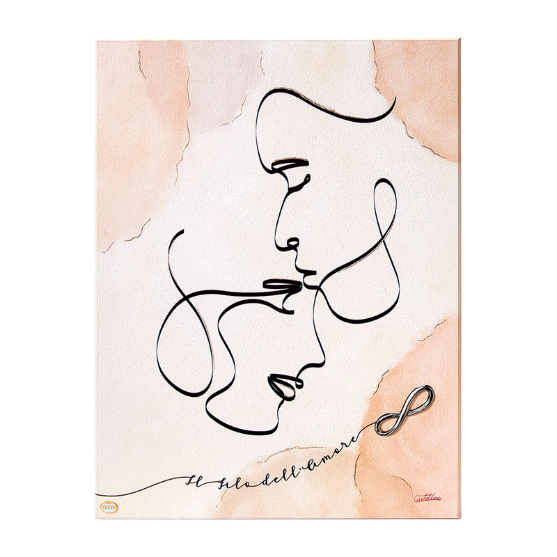 Pannello Quadro Il Filo dell'Amore Legno Argento Acca Argenti QD.457 25x33