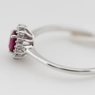 anello donna comete gioielli oro bianco 750 con diamante e rubino ovale 4x5 anb 2573 montatura