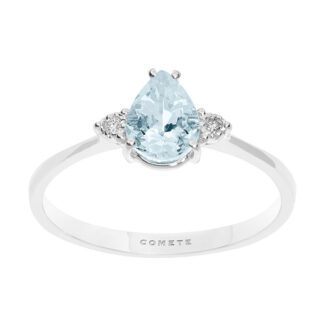 Anello da Donna Comete Gioielli Oro Bianco 750‰ con Diamante e Acquamarina ANQ 307