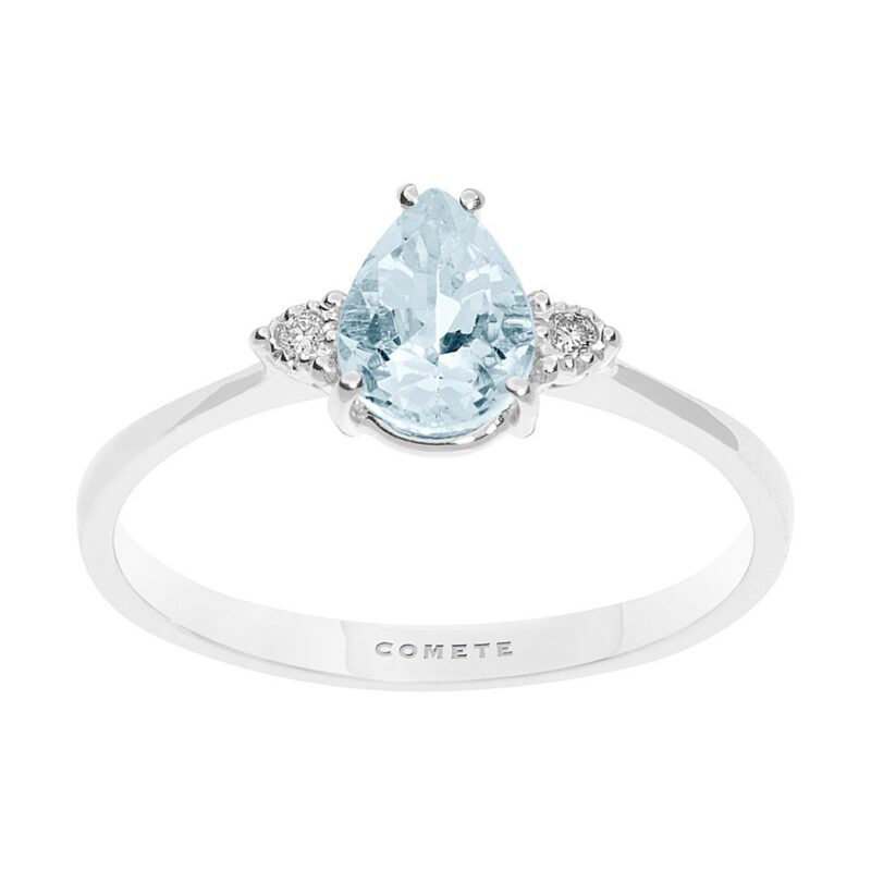 anello-donna-comete-gioielli-oro-bianco-750-diamante-acquamarina-anq-307 Anello da Donna Comete Gioielli Oro Bianco 750‰ con Diamante e Acquamarina ANQ 307