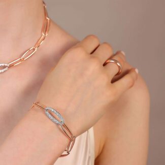 bracciale bronzallure maglie marquise e pave cubic zirconia wsbz02373wr indosso