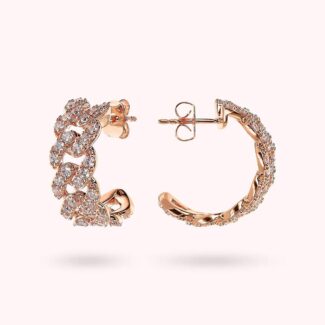 Orecchini Lobo Catena Grumetta Squadrata Pavé Cubic Zirconia WSBZ02379WHI-CZ