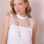 Collana Bronzallure Rolo Rondelle Sfere Ametista Viola WSBZ02173.AM indosso