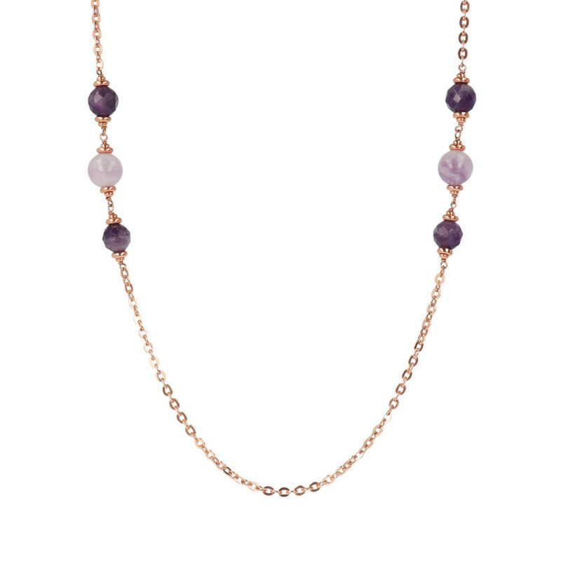Collana-Bronzallure-Rolo-Rondelle-Sfere-Ametista-Viola-WSBZ02173.AM Collana Bronzallure Rolo Rondelle Sfere Ametista Viola WSBZ02173.AM