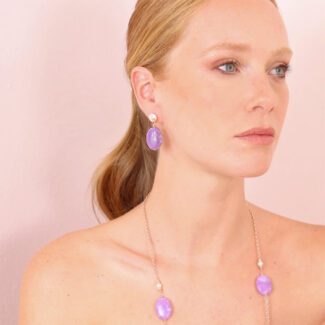 orecchini bronzallure ametista lavanda perle rosa wsbz02158.lavander indosso