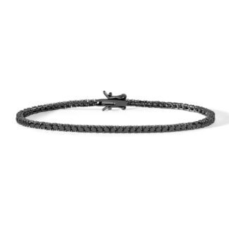 Bracciale Tennis Comete Uomo Argento Brunito Zirconi Neri UBR 899 M19