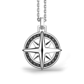 collana zancan rosa dei venti argento e pietre nera exc547