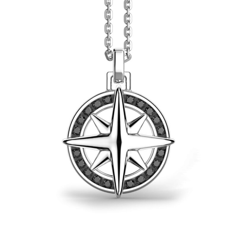 collana-zancan-rosa-dei-venti-argento-e-pietre-nera-exc547 collana zancan rosa dei venti argento e pietre nera exc547