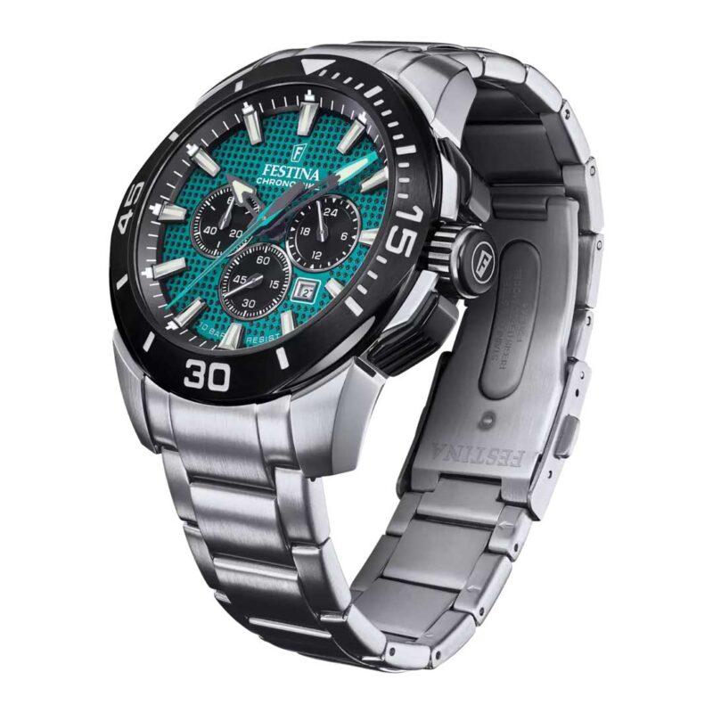 orologio cronografo festina chrono bike verde acqua f20641/3 dettaglio