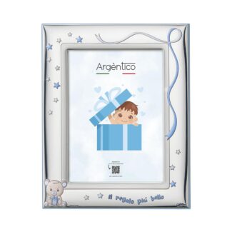 portafoto acca metallo e legno celeste al 200m.1c