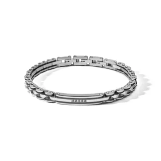 bracciale acciaio pvd nero zirconi neri ubr 1174