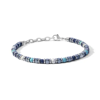 bracciale comete acciaio agata blu aulite bianca turchese ematite ubr 1199