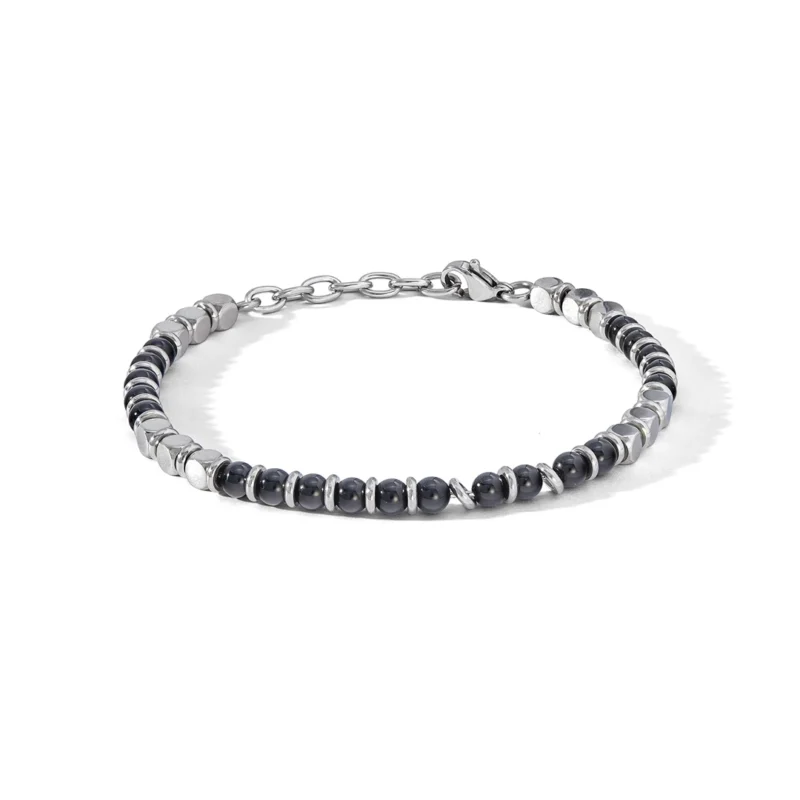 bracciale-comete-acciaio-lucido-onice-nero-ubr-1103 bracciale comete acciaio lucido onice nero ubr 1103