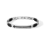 bracciale comete acciaio pvd nero sabbiato zircone bianco ubr 1182