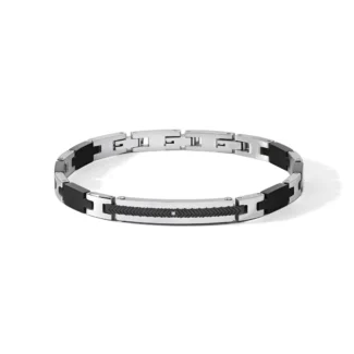 bracciale comete acciaio pvd nero sabbiato zircone bianco ubr 1182