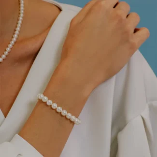 bracciale comete gioielli filo perle acquadolce oro 18k brq 109 am indosso