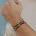 bracciale comete gioielli uomo district acciaio pvd rose ematite nera ubr 926 indosso