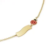 bracciale fortuna coccinella targhetta oro giallo lebebe PMG026-B dettaglio