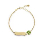 bracciale fortuna quadrifoglio targhetta oro giallo lebebe PMG027-B