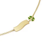 bracciale fortuna quadrifoglio targhetta oro giallo lebebe PMG027-B dettaglio