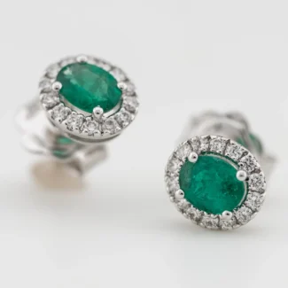 Orecchini Salvini Gioielli Dora Oro Binaco 18Kt Diamanti e Smeraldi 20057651