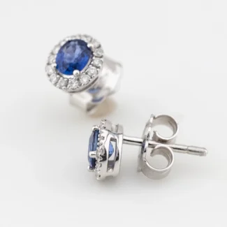 Orecchini Salvini Gioielli Dora Oro Binaco 18Kt Diamanti e Zaffiri 20057650 chiusura farfalla