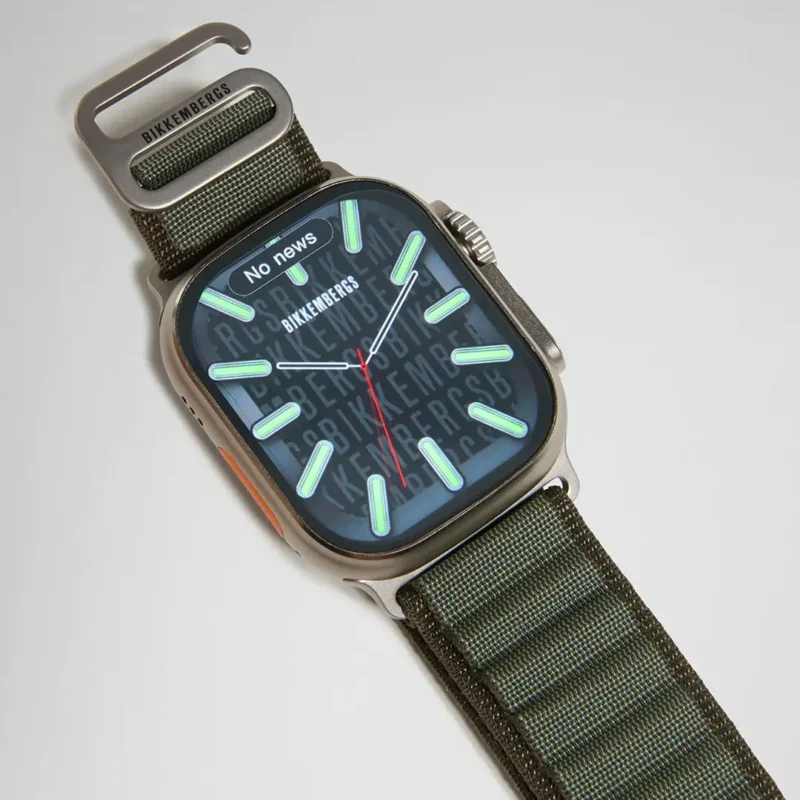 orologio-smartwatch-bikkembergs-alluminio-e-nylon-verde-militare-49mm-bk11-8n-chiusura-cinturino orologio smartwatch bikkembergs alluminio e nylon verde militare 49mm bk11-8n chiusura cinturino