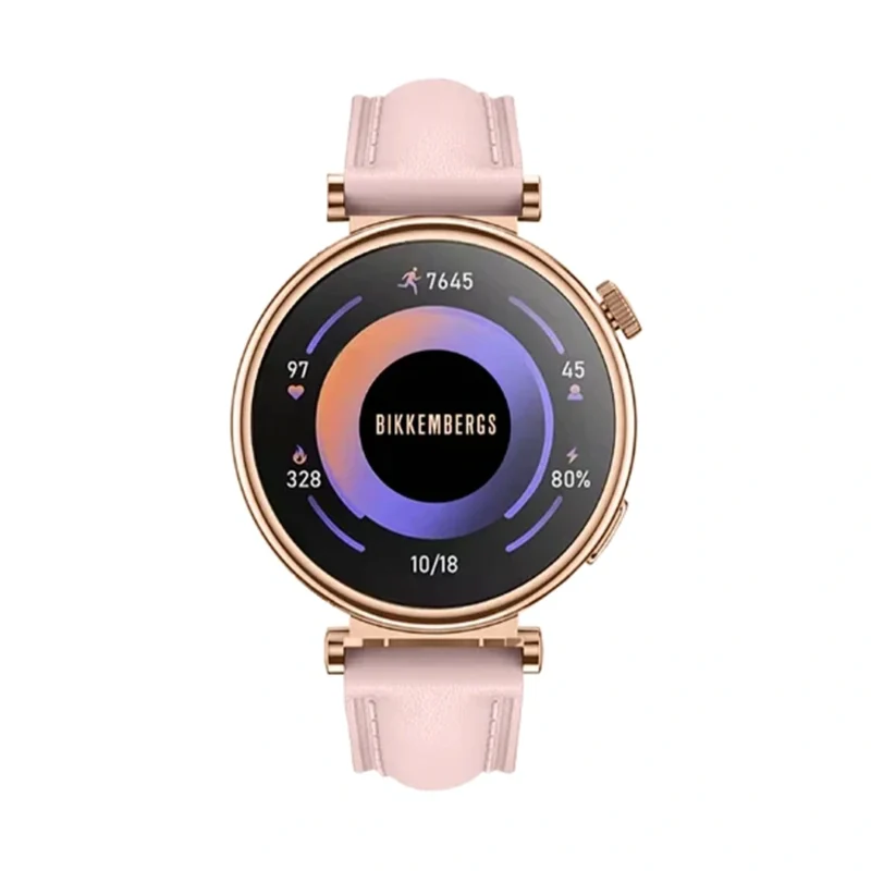 orologio smartwatch bikkembergs cassa gold rose cinturino pelle rosa amoled 41mm bk-gr07
