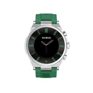 orologio smartwatch bikkembergs cassa silver cinturino silicone verde amoled 46mm bk-gt504