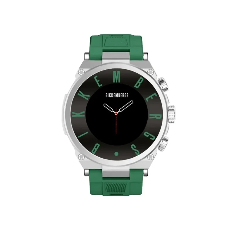 orologio smartwatch bikkembergs cassa silver cinturino silicone verde amoled 46mm bk-gt504