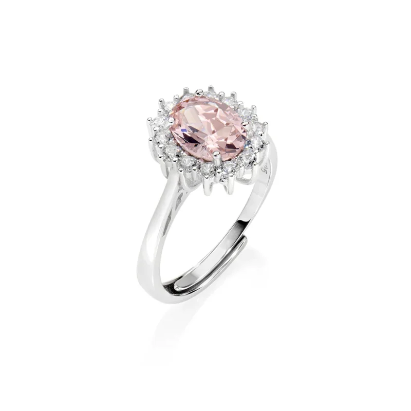 anello amen adattabile royal lady con morganite argento 925 anldgbbmo2