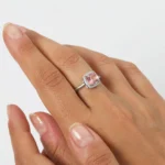 anello amen lady regolabile con morganite taglio radiant argento 925 rquabbmoz2 indosso