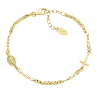 Bracciale Amen Argento 925 Dorato Stile Rosario con Sfere Diamantate BRCRMIGGD3