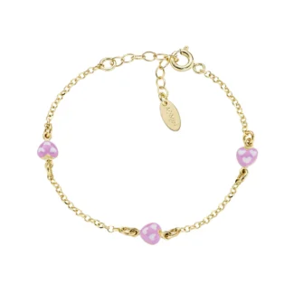 Bracciale Amen Bambina Cuori Rosa Argento 925 Dorato BRJ3CUGRO3