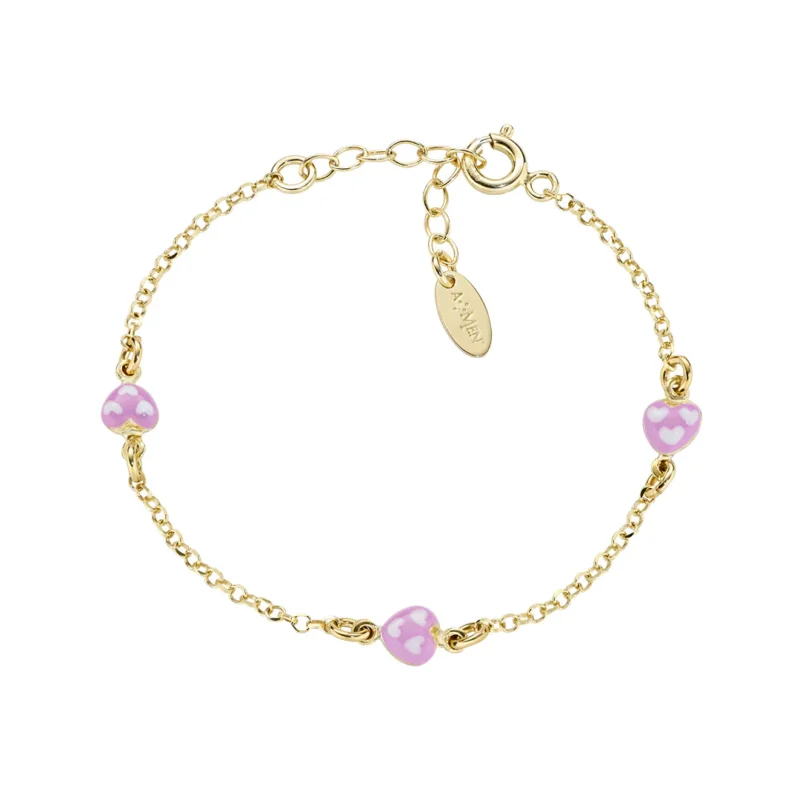 bracciale-amen-bambina-cuori-rosa-argento-925-dorato-brj3cugro3 Bracciale Amen Bambina Cuori Rosa Argento 925 Dorato BRJ3CUGRO3