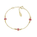 Bracciale Amen Bambina Cuori Rossi Argento 925 Dorato BRJ3CUGR3