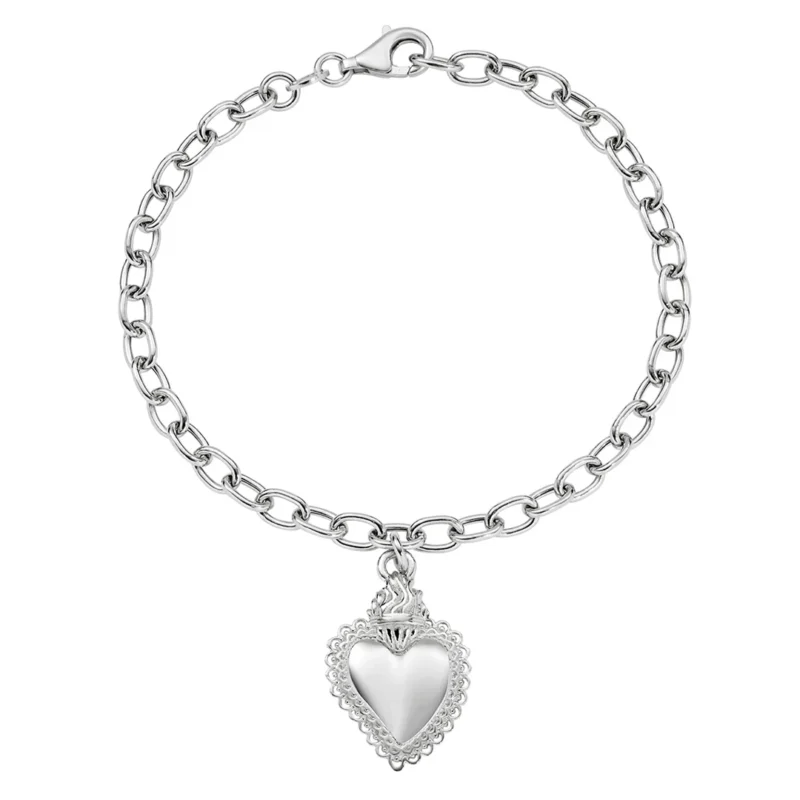 Bracciale Amen Charm con Sacro Cuore Argento 925 BRSCB3