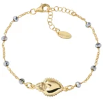 Bracciale Amen Dorato Sacro Cuore con Cristalli Grigi Argento 925 BRSCGGG