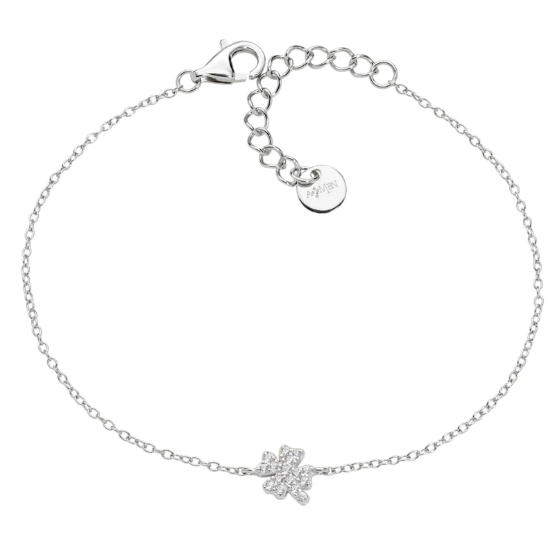 Bracciale Amen Mini Quadrifoglio Pavé Argento 925 BRQUPBBZ3